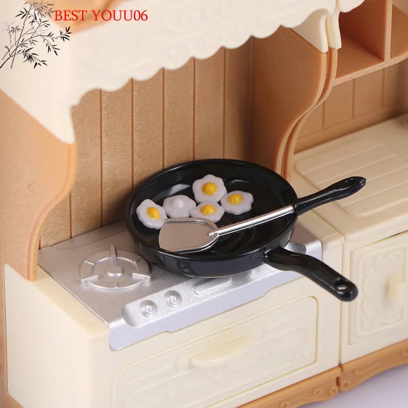 1/12 Miniature Fried Egg Panels Set for Doll House, Miniature Kitchen Decoration, Doll House Accessories