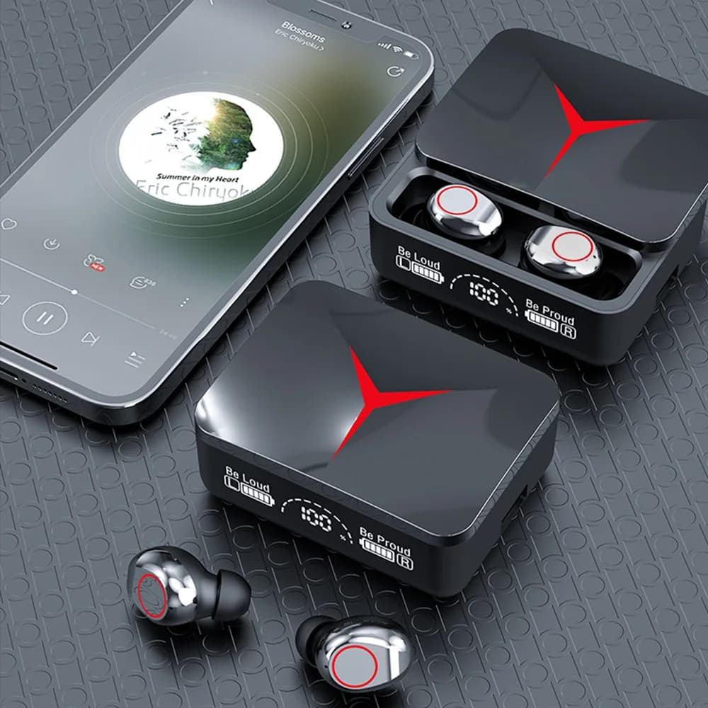 TWS M90pro gaming headset compatible with Bluetooth wireless sports headphones 5.3 with microphone Stereo music earphone charging box