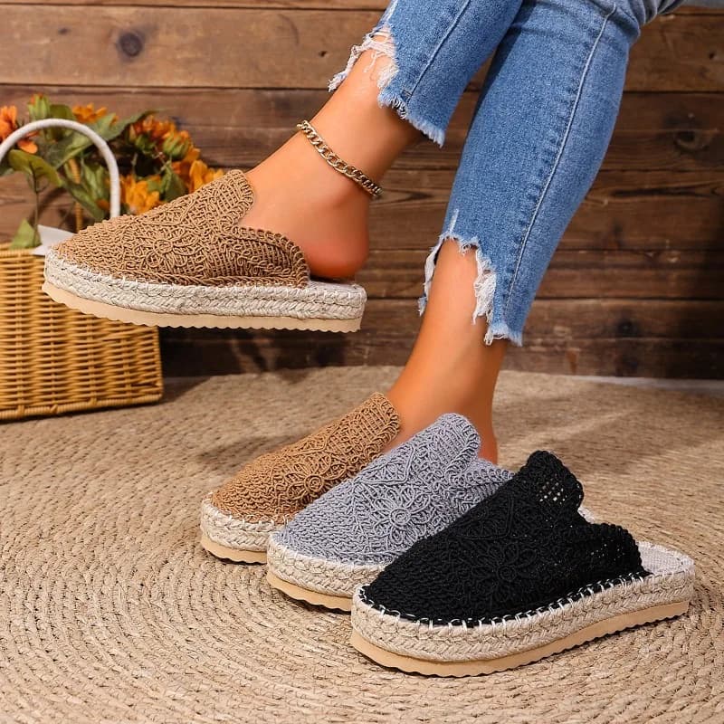 Ciabatte Donna alla Moda con Design Intrecciato, Nuove Estive in Rete Tinta Unita, Semplici con Punta Chiusa, Scarpe Femminili Comode Casual, Sandali Bassi