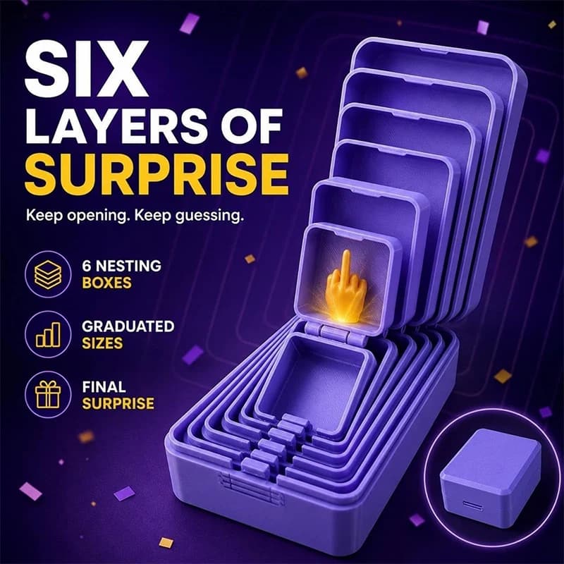 Multi Layer Nested Prank Surprise Gift Box Mini Middle Finger Set Type Gift Box 6-layer Reusable Nested Gift Box For Friends