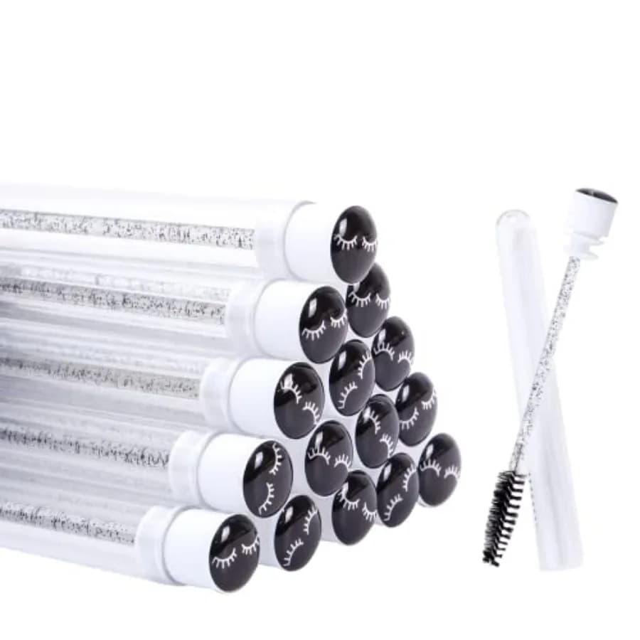20 Pcs Disposable Mascara Brushes Diamond Eyelash Spoolies Makeup Brush Mascara Wand in Sanitary Tube Lash Supplies Black …