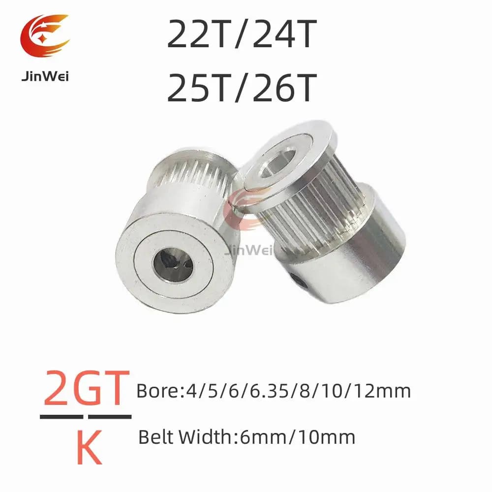 GT2/2GT numero denti 22T/24T/25T/26T puleggia dentata foro 4/5/6/6.35/8/10/12mm per larghezza cinghia: stampante 3D 6/10mm