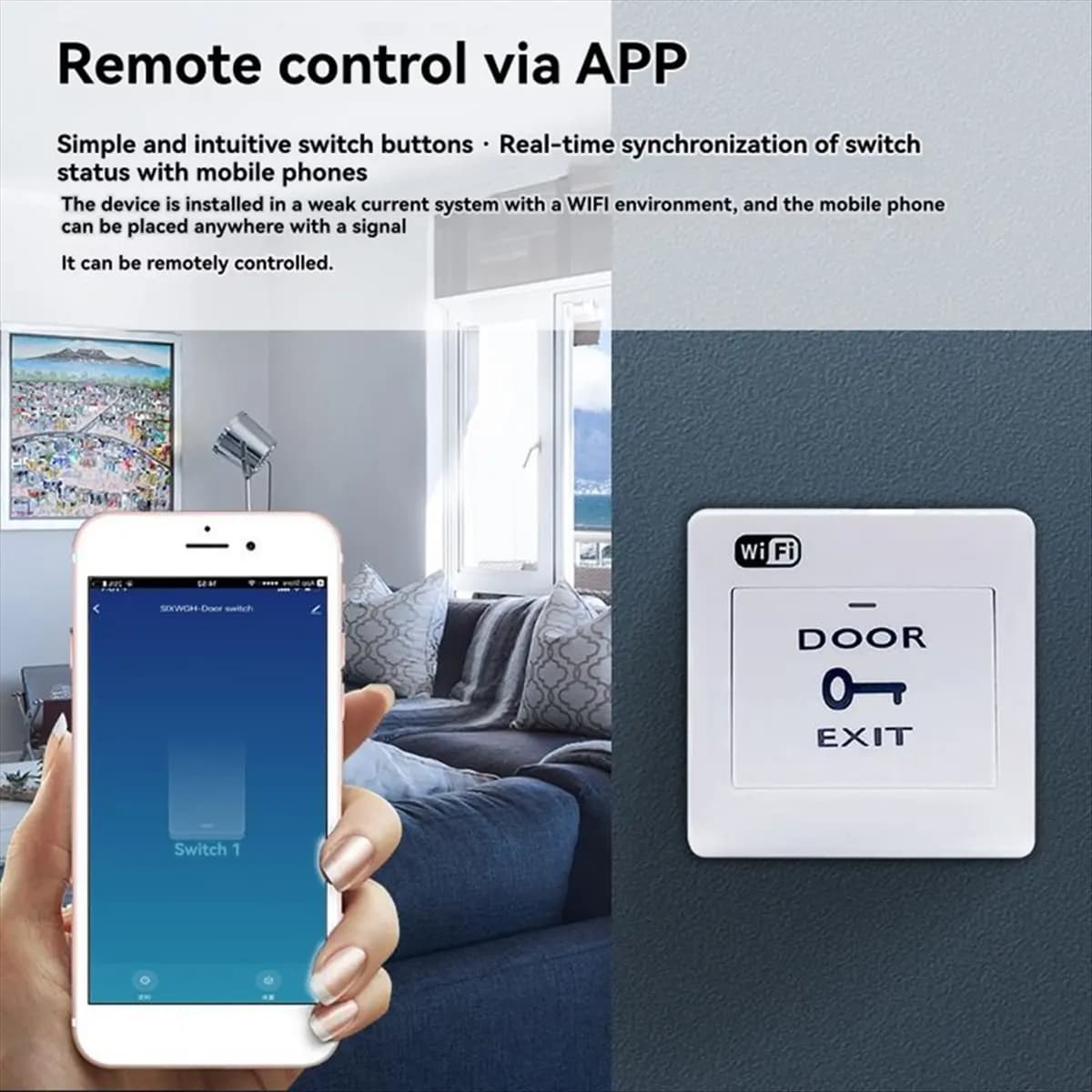 DT82 New Tuya Smart Life WiFi Door Exit Button Voice Control Remotely Door-Opening Wireless Release Push Switch for Door Lock