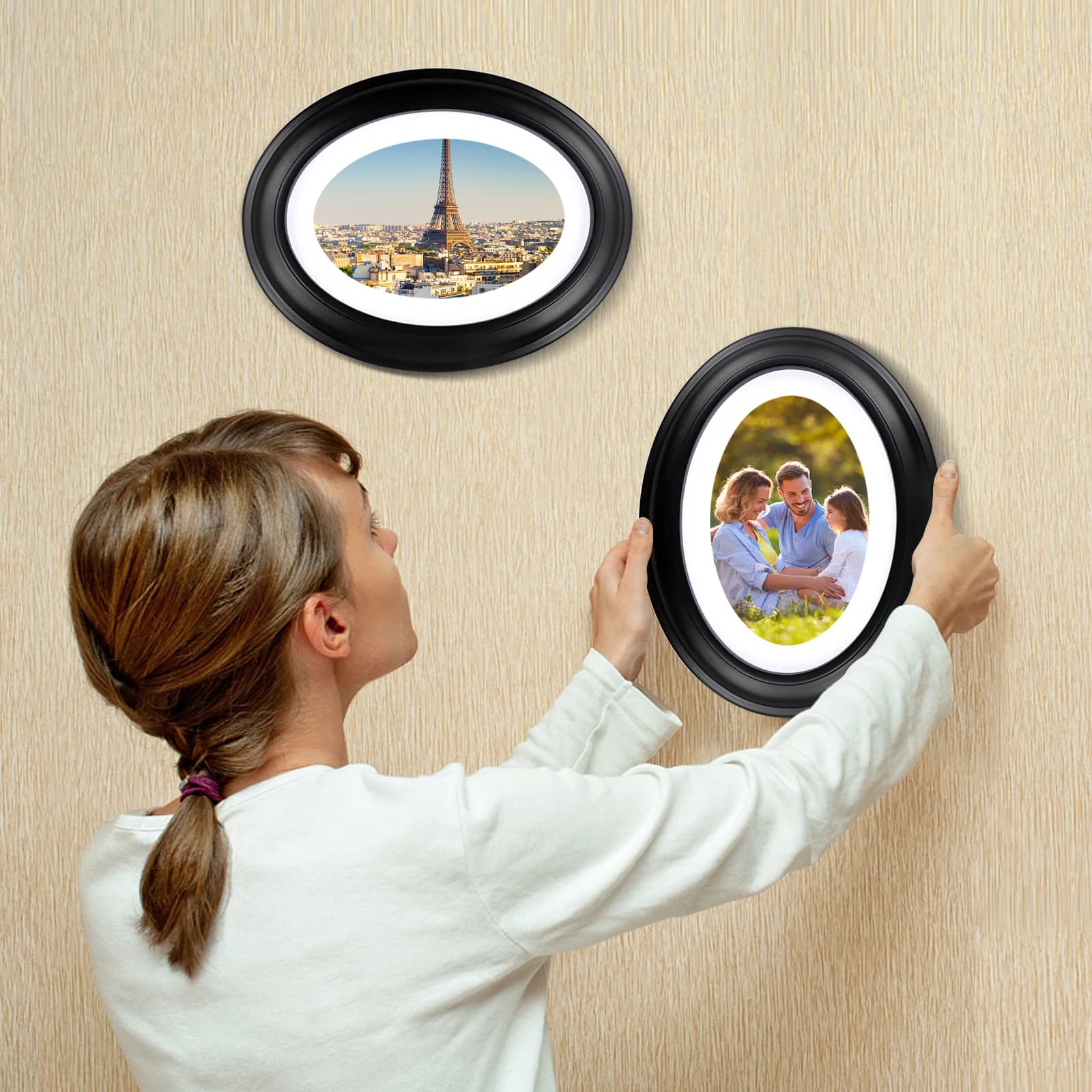 Oval Wood Picture Frame Oval Modern Style 7-inch Creative Exquisite Photo Frame Classic Photo Frame Wall Hanging Decoration