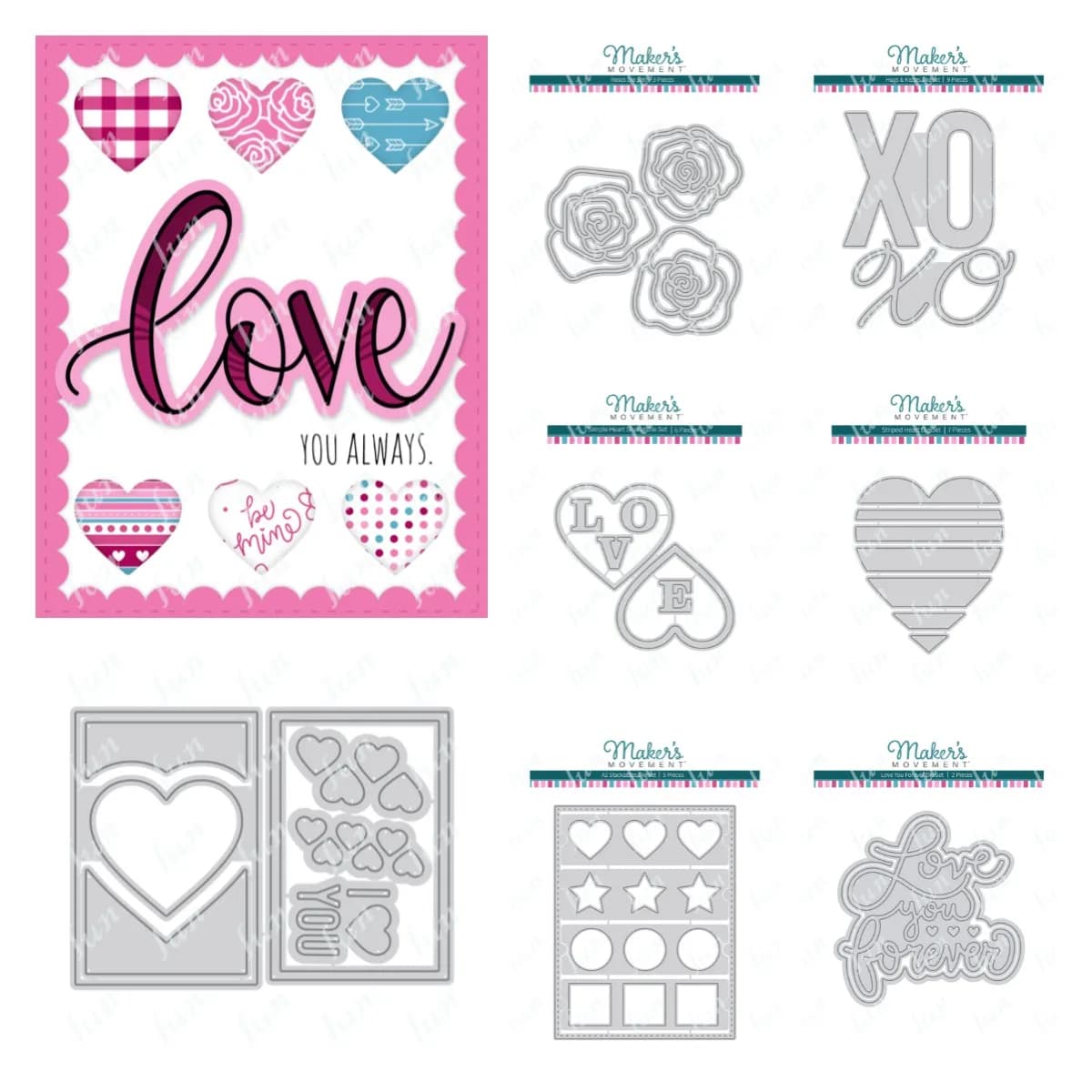 Hugs & Kisses Die Set Metal Cutting Dies Forever Love Scrapbooking Make Paper Card Album DIY Cuts Craft Template Decoration
