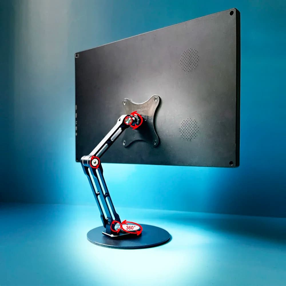 Supporto girevole da tavolo portatile in lega di alluminio 360 con supporto VESA per Monitor per Computer da 13 14 15.6 17.3 pollici