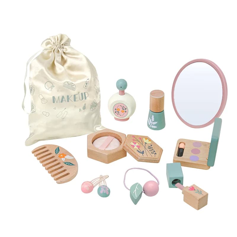 Set Cheats Toy for Girls, Cosmetic Princess Kit with Umbrella, Role Game for Kids in Wood