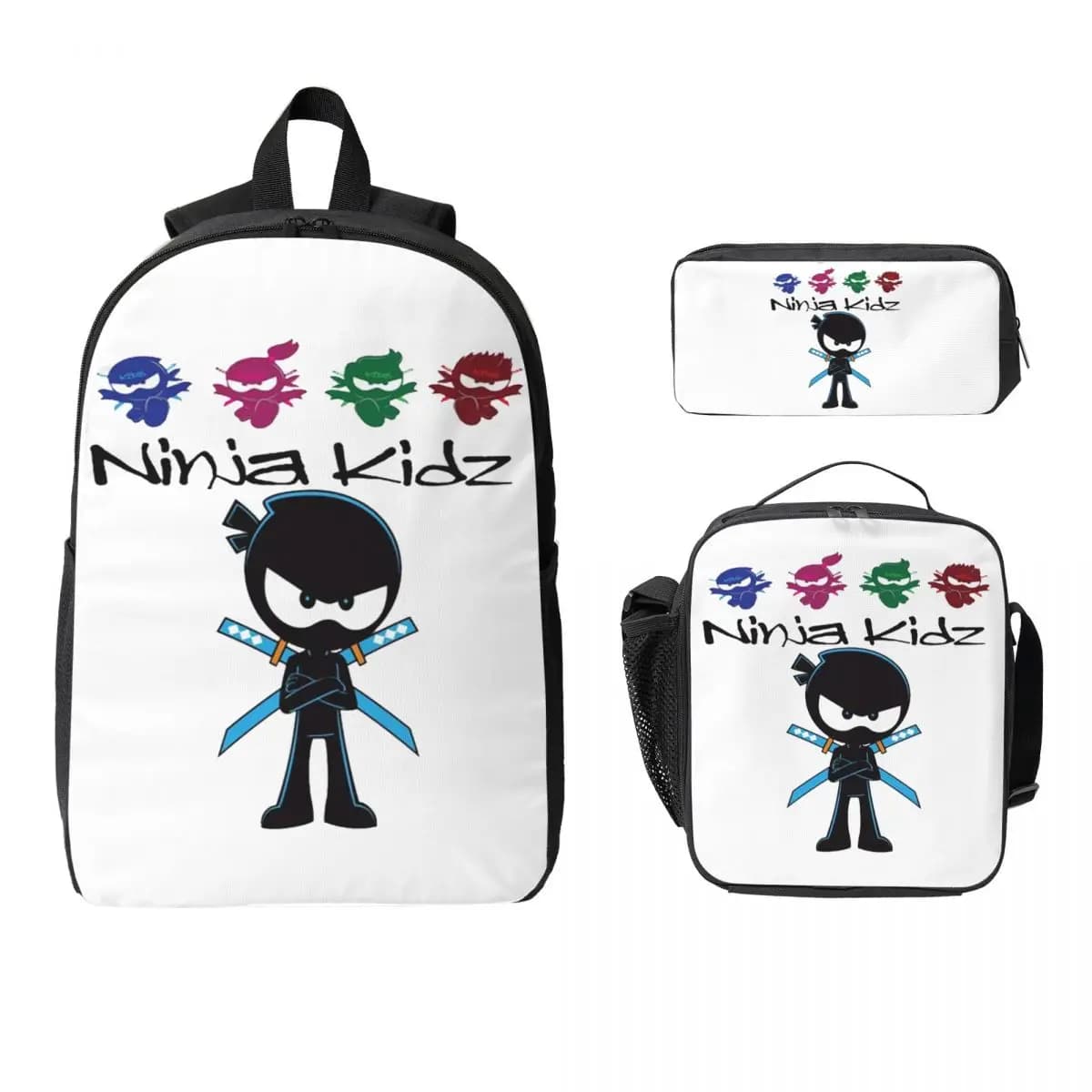 Zaino Ninja Kidz Studente Ragazzi Ragazze BookBag Borsa da scuola Borse a tracolla per laptop Borsa da pranzo isolata 3ps Astuccio