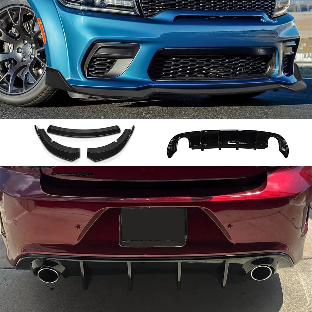 Diffusore Posteriore e Splitter Paraurti Anteriore per Dodge Charger SRT R/T Scat 15-23, Accessori per Modifica Esterna Auto