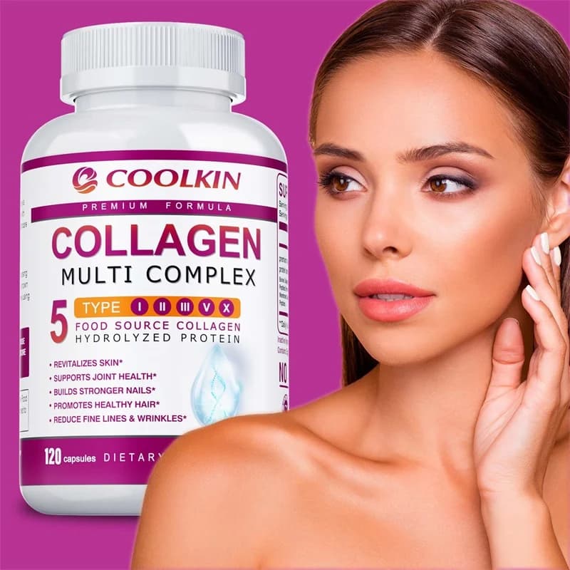 Complesso Multi Collagene - Tipi I, II, III, V, X, Antiossidante, Riduce i Danni Cellulari e Promuove Unghie, Capelli e Pelle Sani