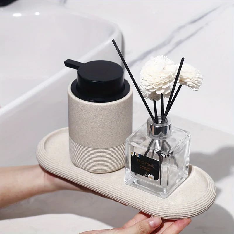 Set Bagno Minimalista: Porta Spazzolino, Supporto Dentifricio, Vassoio Lavabo