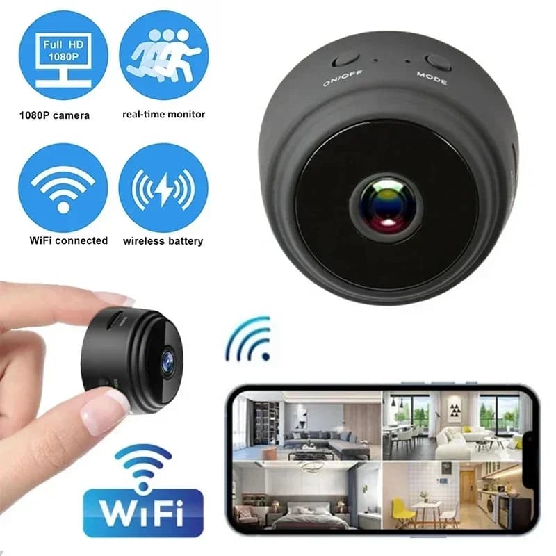 Mini Telecamera A9 WiFi, Registratore di Sicurezza Wireless, Videocamera con Registratore Vocale, Smart Home per Bambini e Animali Domestici