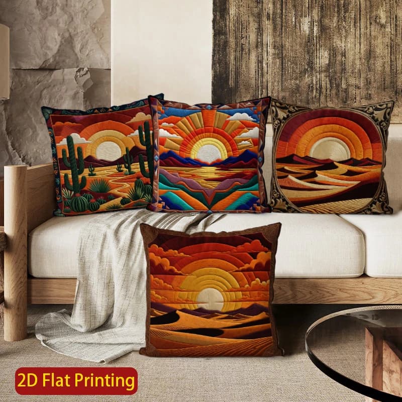 Pillow lining with 2D Desert Sunset Boho pattern, suitable for sofa, bedroom, car