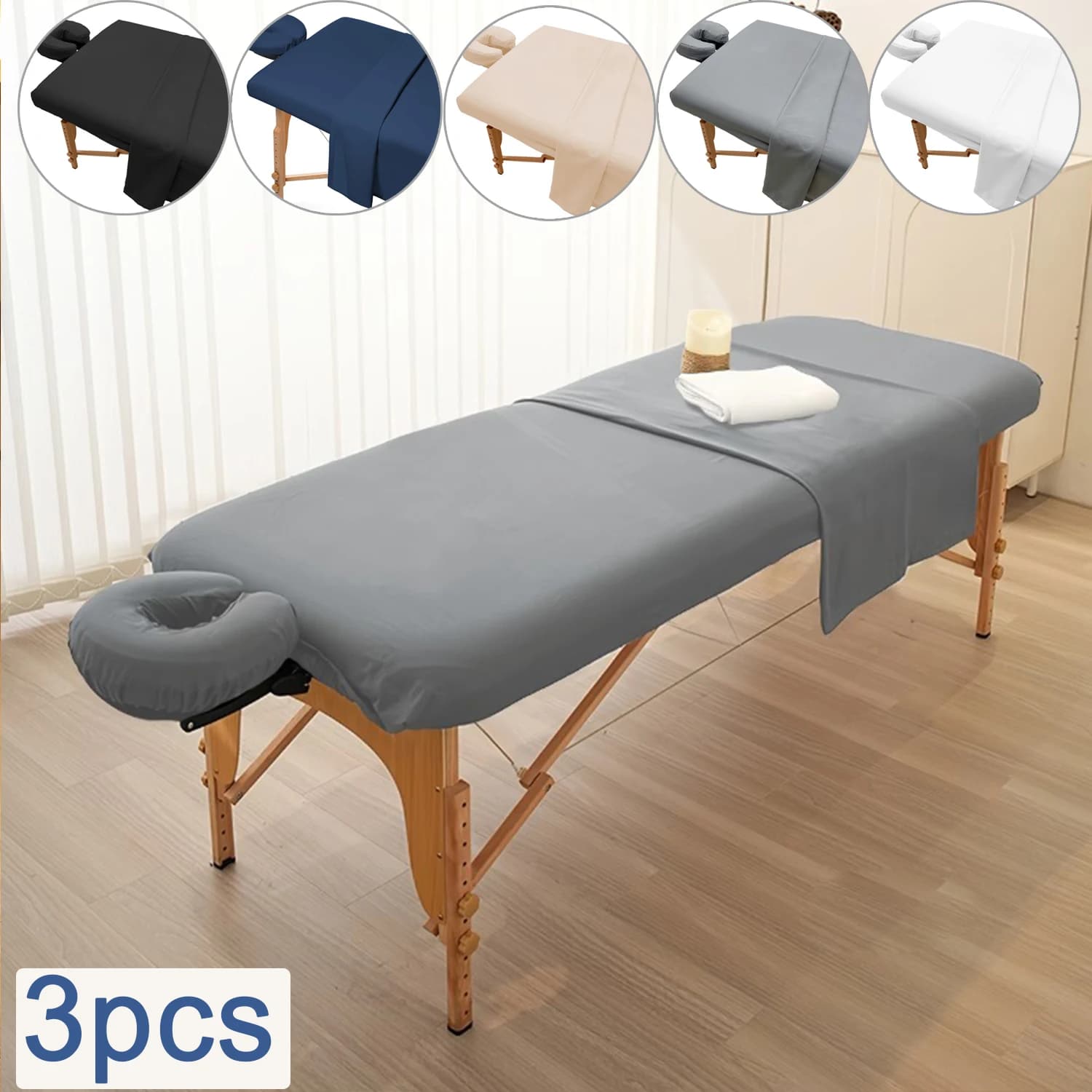 New 3pcs Massage Bed Set Cover,Mattress Cover, Small Pillow Cover, Solid-colored Massage Bed Cover.Washable, for Long-Term Use