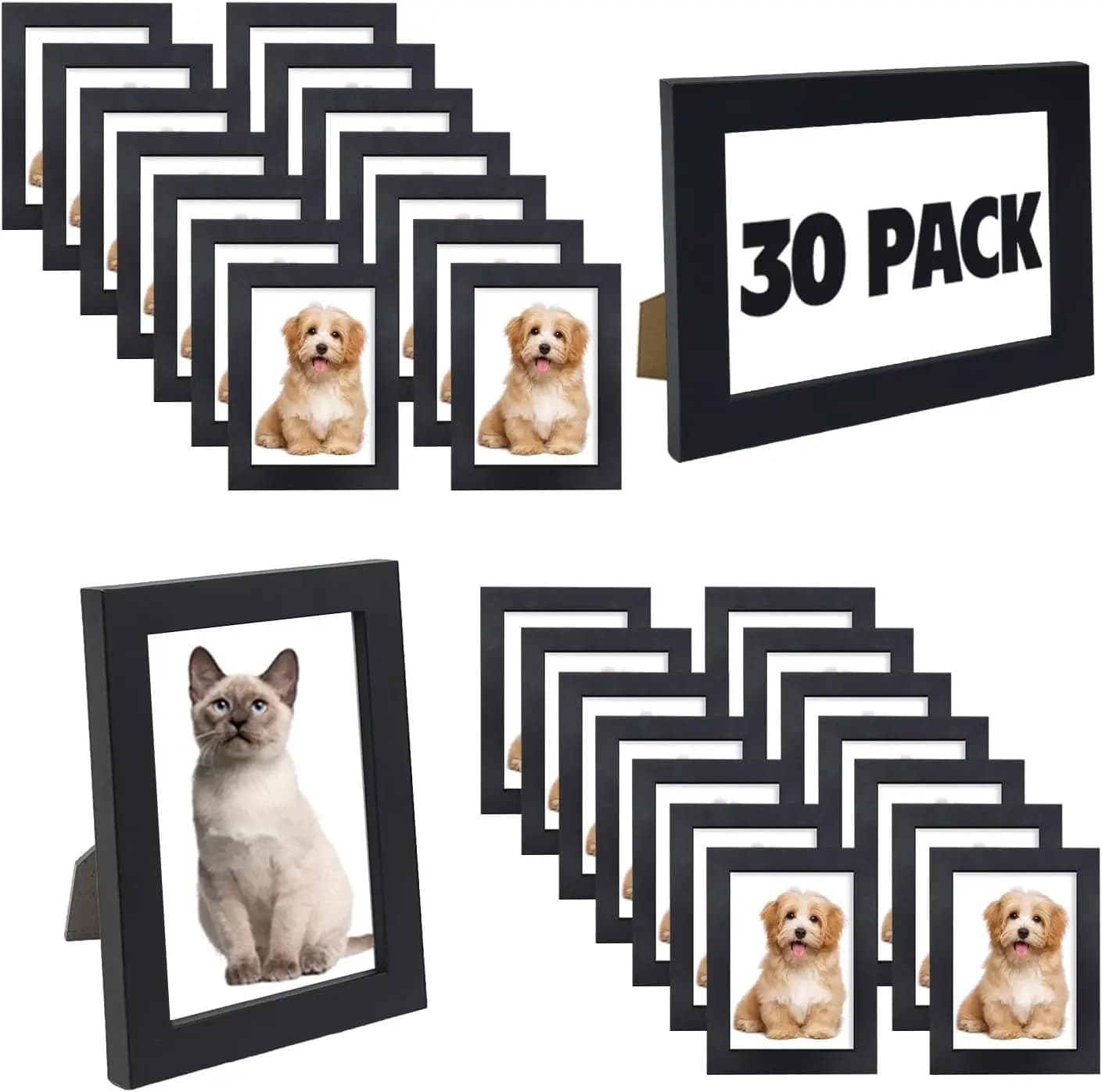 4x6 Picture Frames Bulk Set of 30 Wood Photo Frames for 4x6 Photos Wall Mounting Simple Black Photo Frames Multi Pictu