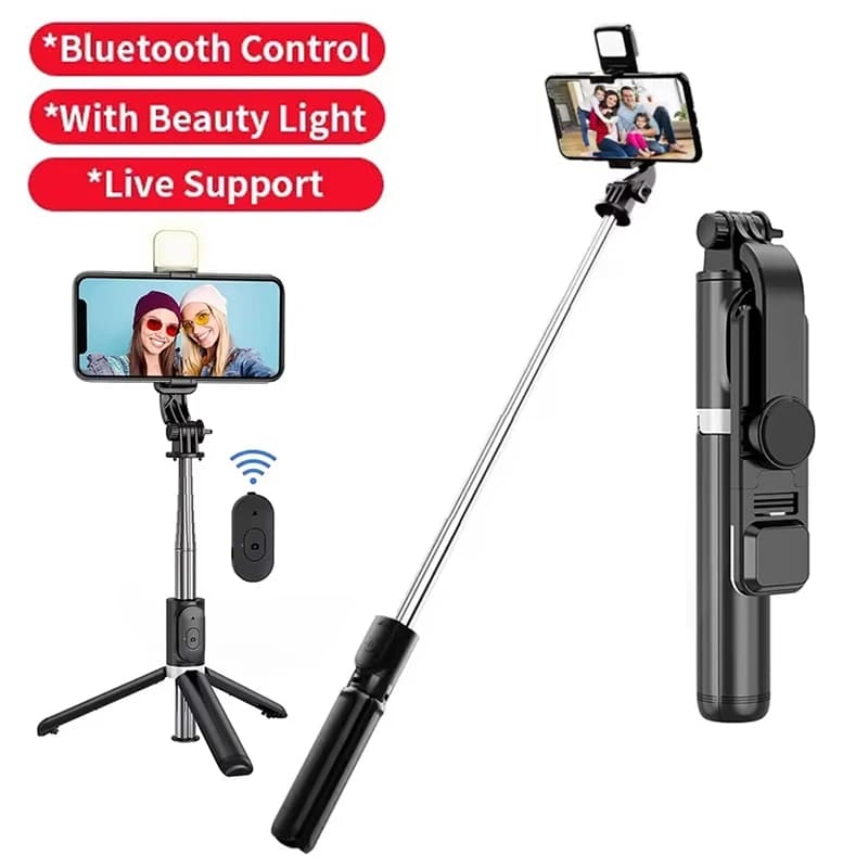 3 In 1 Wireless Selfie Stick Shutter Remote Control For iPhone Xiaomi Huawei Smart Phone Adjustable Phone Clip Vlog Live Photo