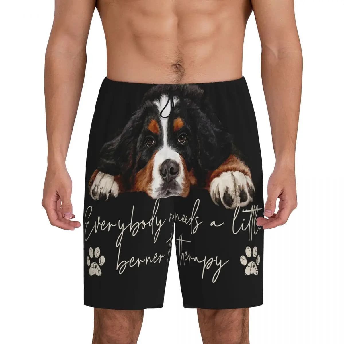 Custom Bernese Mountain Dog Short Pajama Pants Men Sleepwear Sleep Lounge Bottom Shorts Sleeping Pants
