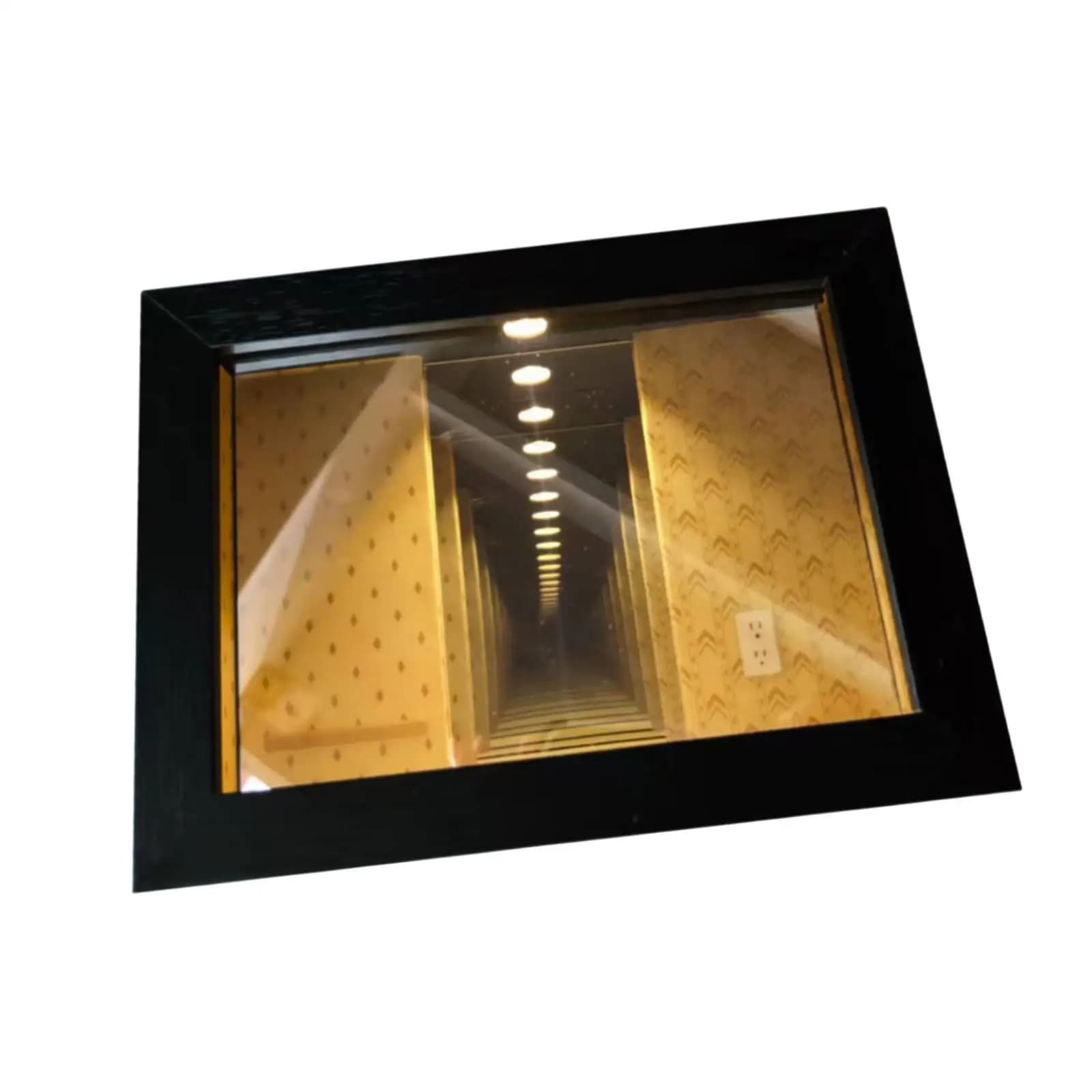 3D Picture Frame Ornament Display Wooden Unique Endless Mirror Photo Frame Lighted for Birthday Farmhouse Desktop Study Nursery