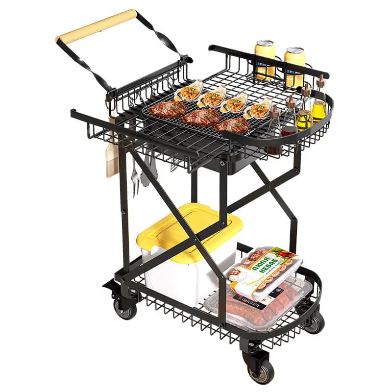 Portable Foldable Carbon Steel Barbecue Grill Outdoor Camping Dining Thickened Burner New