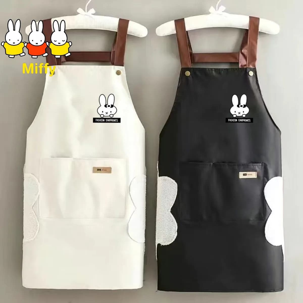 Kawaii Miffy apron, New Style Cute and Fashion, for Kitchen & Home, Workwear, Man/Woman's Hat, Waterproof