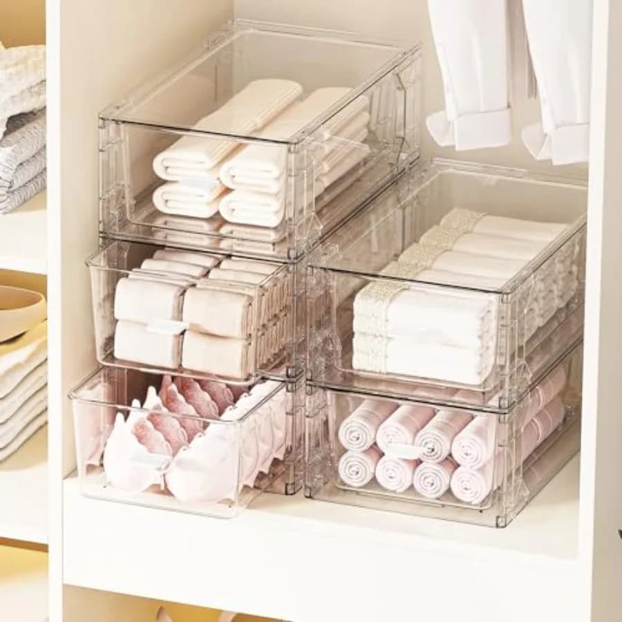 Set di 4 Contenitori Trasparenti in Plastica - Organizer per Kit di Pronto Soccorso Familiare, Scatole per Medicinali, Organizzatore per Armadio e Scaffali