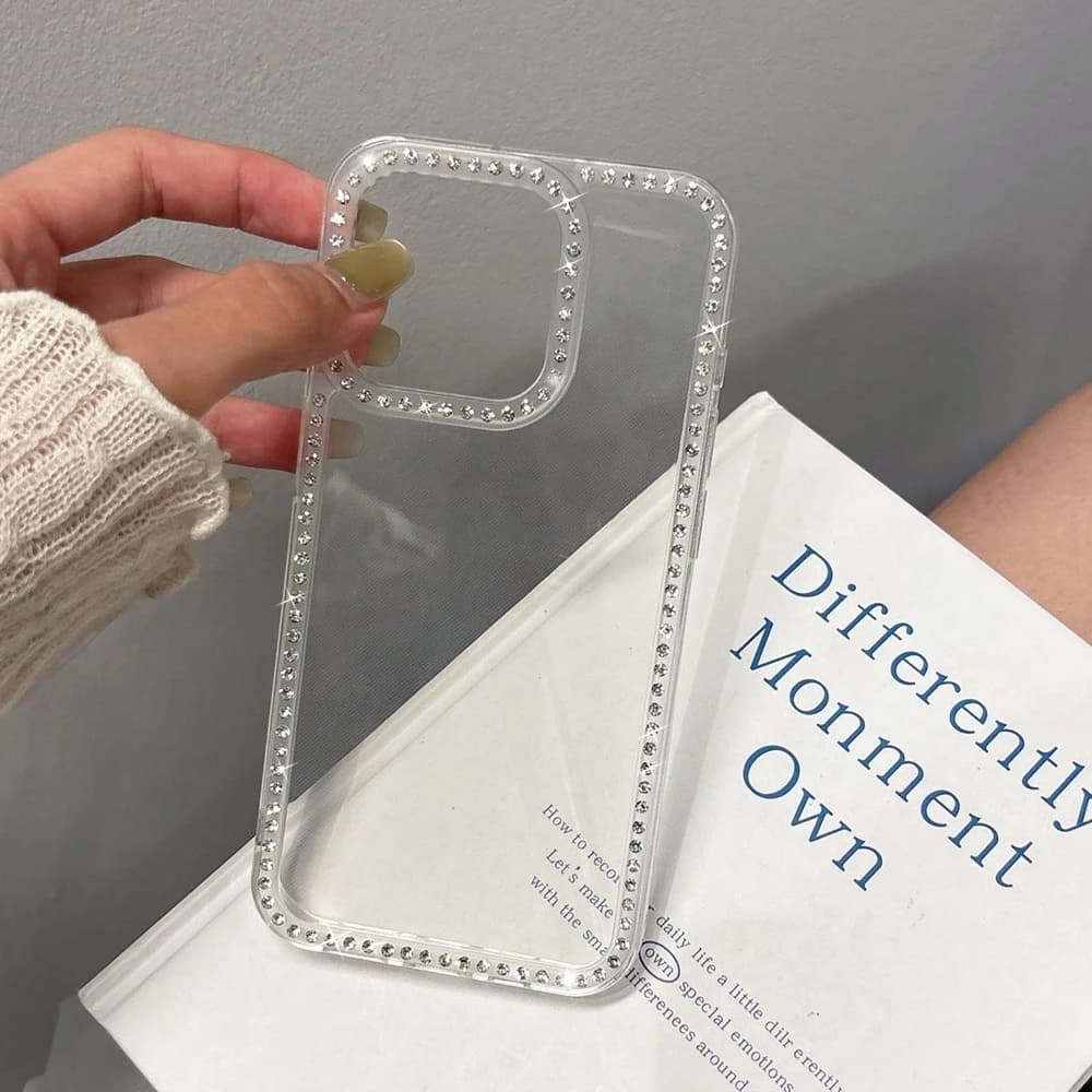 Custodia per telefono con gioielli con diamanti trasparenti di lusso per iPhone 17 Pro Max 16 11 13 15 14 12 Cover posteriore con paraurti glitter
