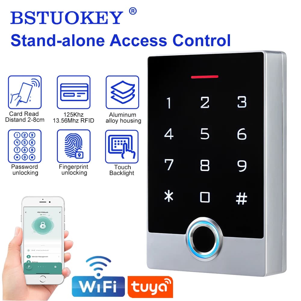 Tastiera touch per serratura elettrica intelligente con impronta digitale Wifi con Digicode | Codice temporaneo | Scheda IC | Sblocca l'app Controllo accessi Tuya