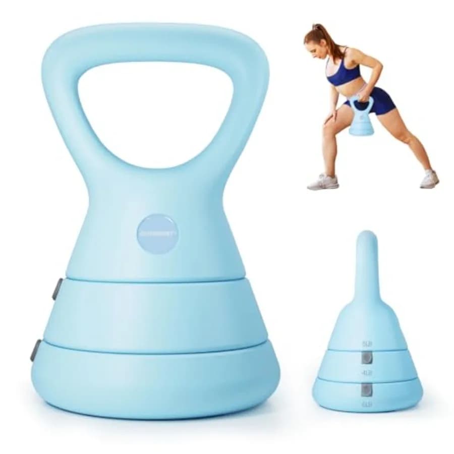 15 LB 3-in-1 Adjustable Kettlebell Set (5/9/15 LB) with Adjustable Compact Weights, Largo Triangle Handle and Hygonomic Design for Pulse