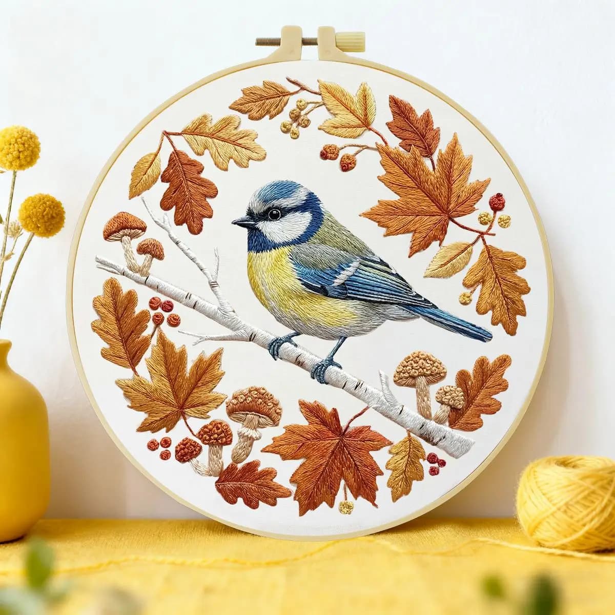 1pc 20X20CM/15X15CM 7.87/6.3inch Branch Blue Sparrow Embroidery Starter Kit DIY kit DIY embroidery kit manualidades Sewing Art