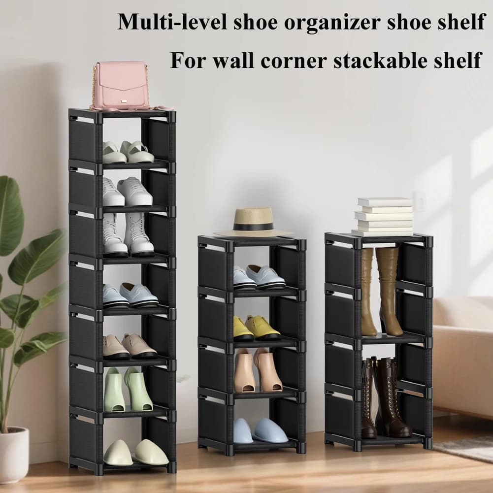 Multiple Layers Shoe Organizer Shoe Rack Organizer Space Saving Rack For Wall Corner Stackable Shelf Adjustable Saving Cabinet