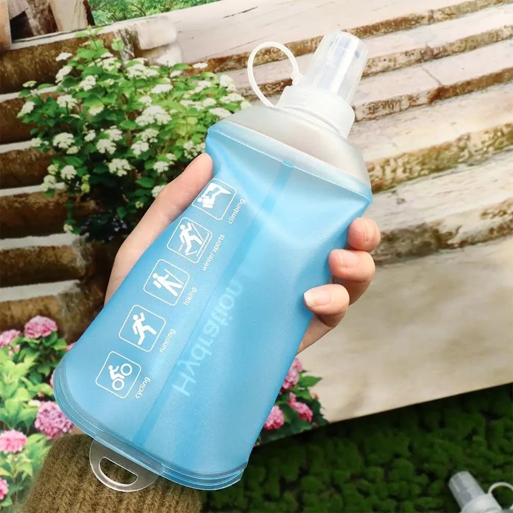Borraccia Pieghevole Portatile in TPU, Bottiglia Morbida Blu per Sport, Sacca d'Idratazione 500ML 250ML 150ML