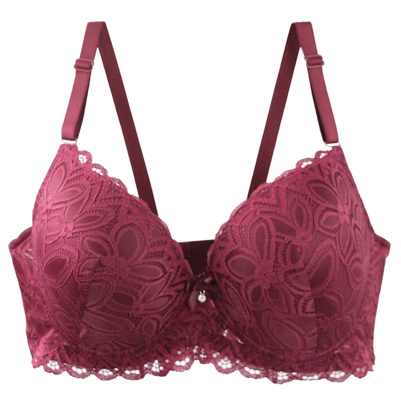 Nuovo sexy pizzo floreale Kint ferretto reggiseni push up imbottito fiocco sottile stampo CDE tazza biancheria intima per le donne taglie forti lingerie traspirante