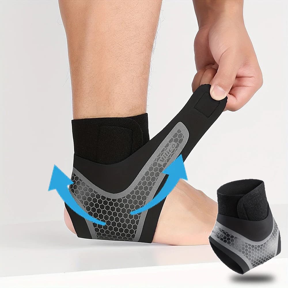 Supporto per Caviglia Regolabile a Compressione, Fascia Elastica Traspirante per Uomo e Donna, per Corsa, Calcio, Fitness e Sport