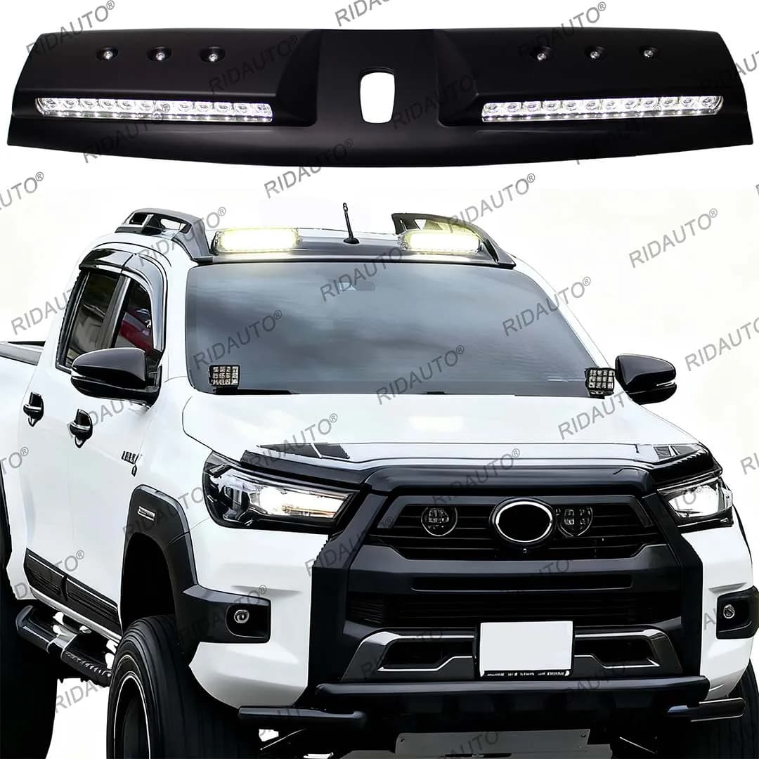 Barra luminosa per portapacchi a LED bianca fuoristrada per Hilux 2012-2025 4X4 Installazione non distruttiva modificata Barra luci per tetto Camioncino