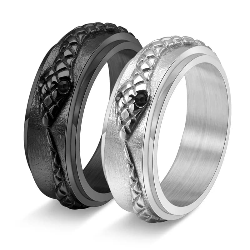 Anello a fascia serpente antico per uomo donna Anello per spinner animale gortico in acciaio inossidabile color oro nero freddo Anello per ansia agitarsi