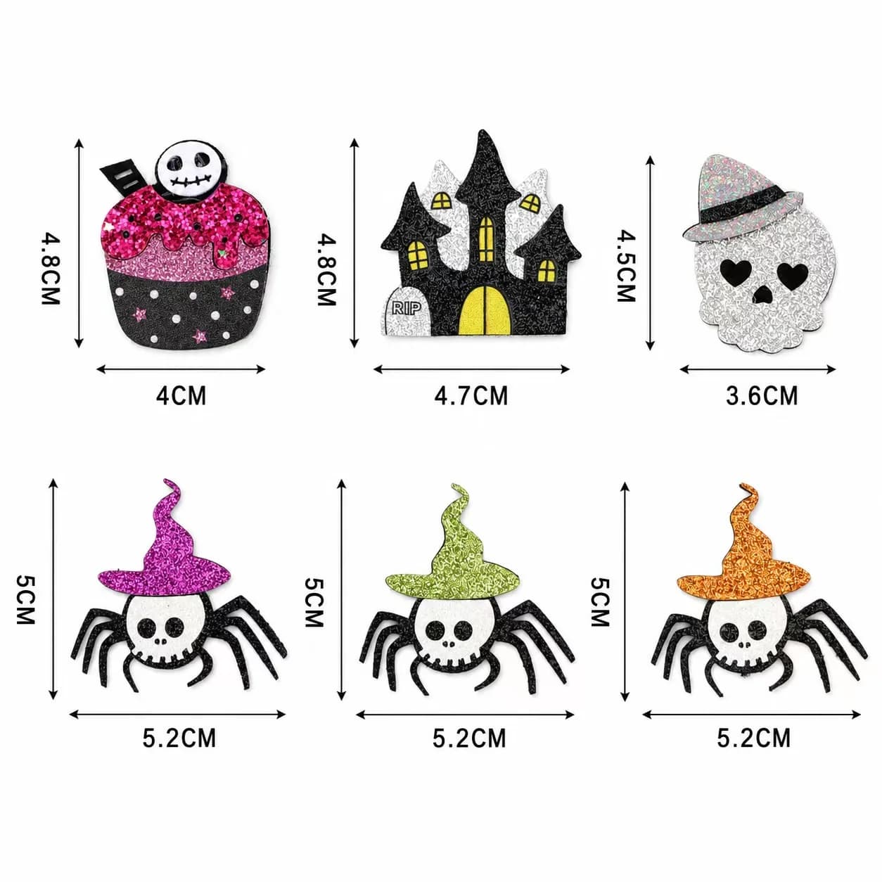 30pcs 4-5cm Cute Glitter Fabric Halloween Series Pumpkin Ghost Cat Bat Applique Patches DIY Hair Clip Bag Decoration Accessories