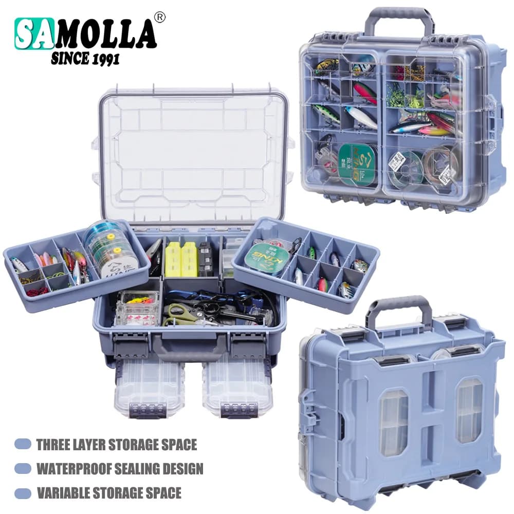 Samolla 2026 New Large Wallet Box 3 Layers Adjustable for Fishing and Fishing Equipment, Multifunctional Fishing Accessories Case