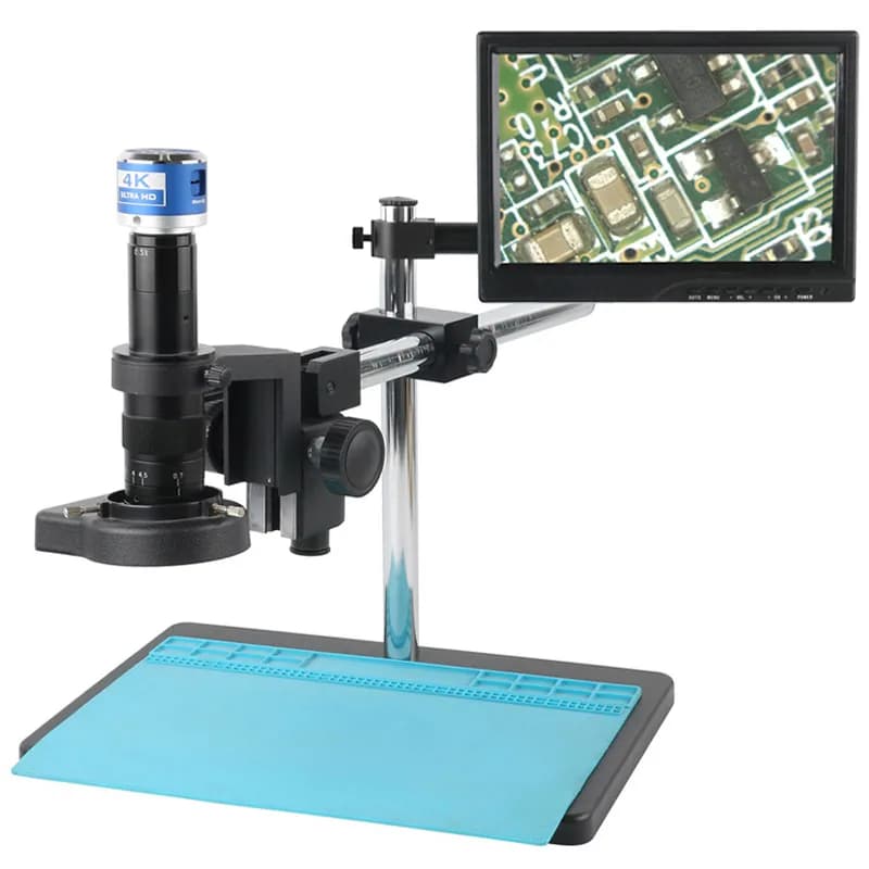 Microscopio industriale Fotocamera 4K FHD HDMI Tipo-c PC Zoom 120X 180X 300X 200X Videocamera Sistema di lavoro per la riparazione di saldatura del telefono