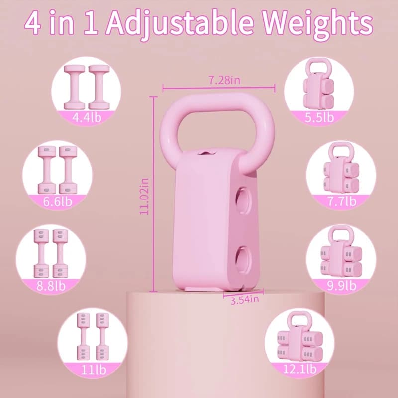 Set di manubri e kettlebell in acciaio leggero regolabili da donna, nuovo design 2026, colori personalizzabili, per yoga, allenamento e sport a casa