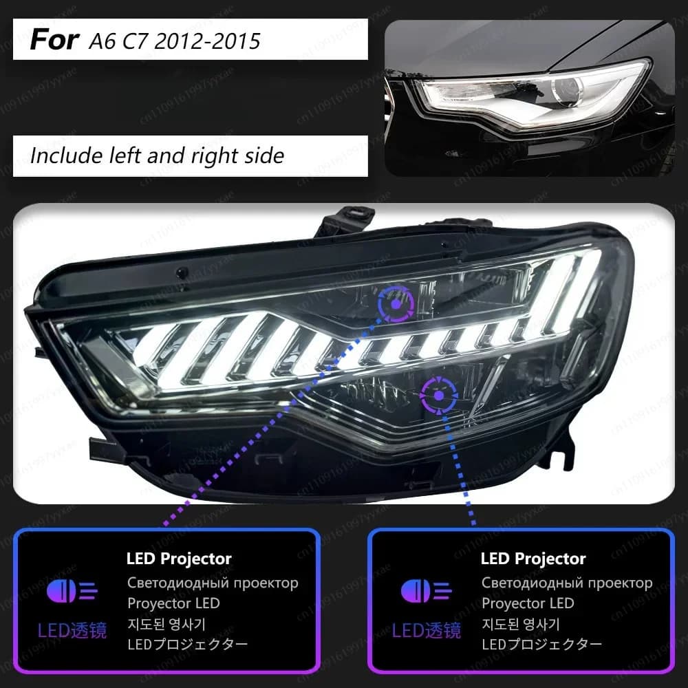 Suitable for 12-15A6L modified headlight upgrade A7/RS6/full LED streamer steering with a touch of blue headlight