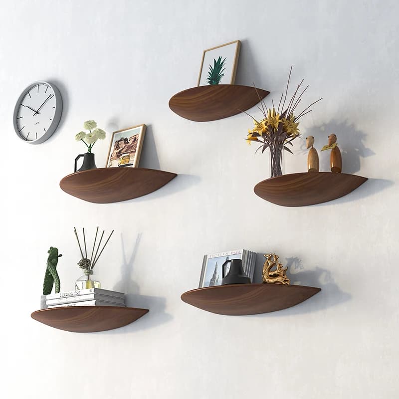 1PC Wooden Semicircle Wall Mounted Shelf, Hanging Projector Display Stand, Home Wall Decor & Storage Organization