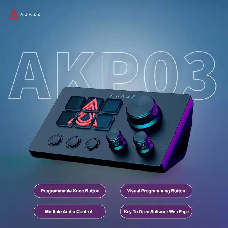 Ajazz AKP03 Mini Tastiera Programmabile, Pannello Console da Scrivania, Controller con Pulsanti Personalizzabili per Editing, Gaming, Stream Deck, Assistente Desktop