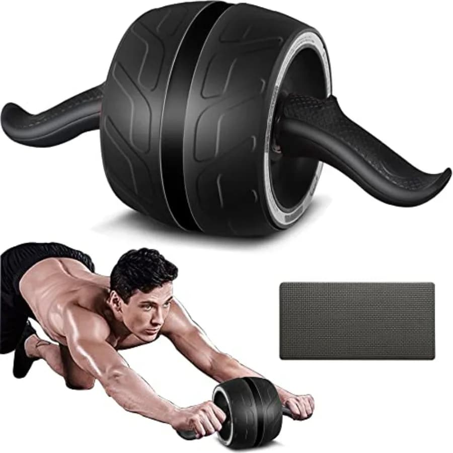 AB Wheel Roller with Resistance Spring, Automatic Rebound Exercise Abdominal Ultra-Wide Wheels Fitness for Gym and Home, Core W