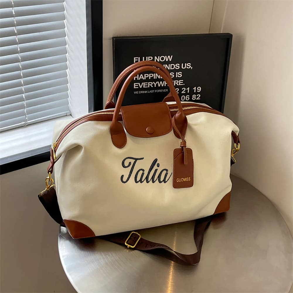 Lightweight Sports Fitness Bag, 2025 New Pure Color Large Capacity Handbag Travel Bag, Embroidery Custom Carry-On Bag Luggage