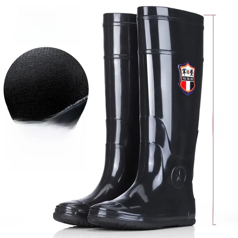 Comfortable High-Tube Rain Boots Men Women Fishing Shoes Slip-Resistant Soft Bottom Flat Bottom Durable Plastic Shoes