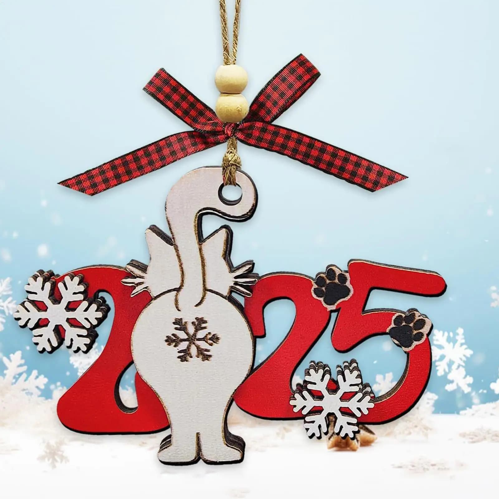 Ornamenti natalizi per gatti Ornamento divertente per l'albero di Natale Ornamenti unici carini in legno Decor Regali per gli amanti dei gatti