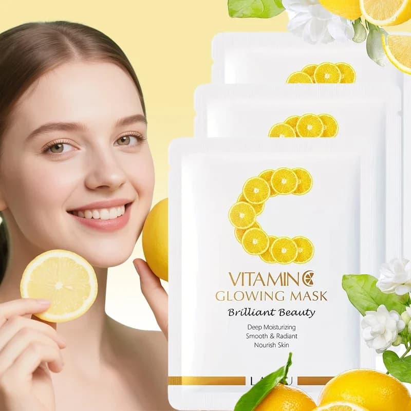 5/6/10 PCS LAlKOU Set di maschere illuminanti illuminanti alla vitamina C Confezione da 6 elementi essenziali per la cura della pelle per trattamenti di bellezza della carnagione radiante