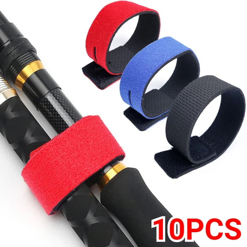 1/5/10pcs Canna Da Pesca Tie Titolari Cinghie di Fissaggio Gancio Cinture Anello Cavo Fascette Cintura Elastica Wrap Band Strumenti di pesca all'aperto