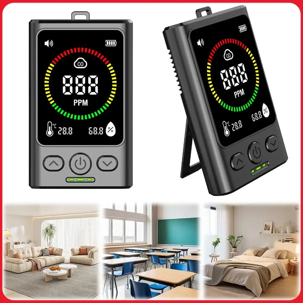 Rechargeable Carbon Monoxide Detector W/ Digital Display Mini CO Monitor Carbon Monoxide Alarm for Home Garage Kitchen Safety