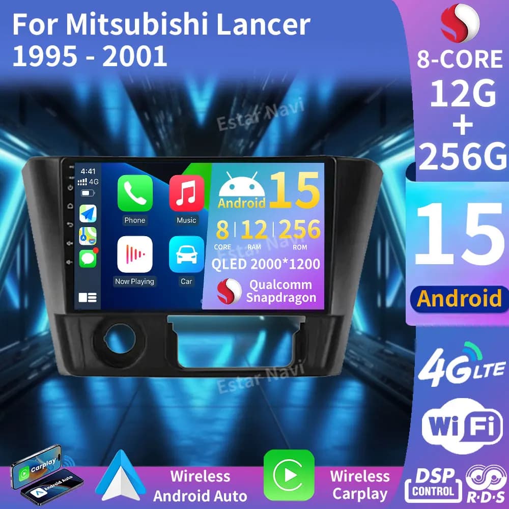 Autoradio Android 15 per Mitsubishi Lancer 1995-2001, Lettore Multimediale con Navigazione GPS, Carplay Wireless, Schermo Touch e DSP